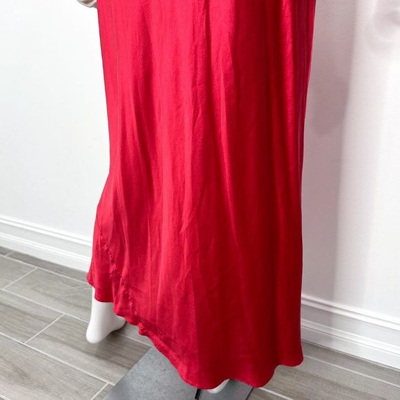 Victoria’s Secret Vintage Y2K Silk Slip Dress Maxi Mesh Detail in Red Women's - Picture 14 of 16